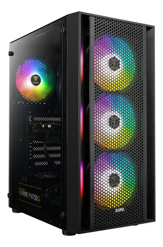 [204453] CASE GAMDIAS GAMING AURA GC2 ELITE ATX | 3X USB | AUDIO HD | 4X FAN ARGB 12CM | FRONTAL MALLA | LATERAL VIDRIO | NEGRO