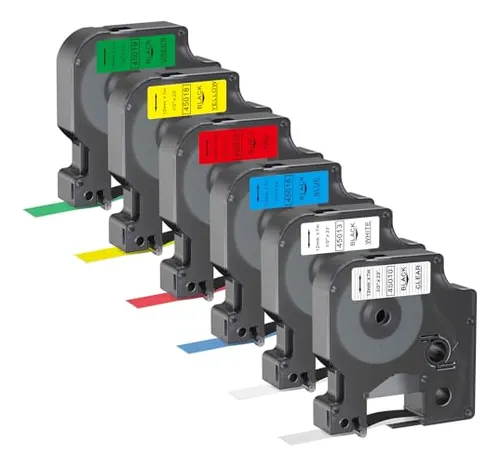 [204382] CINTA ETIQUETADORA DYMO D1 45013 1/2 PULGADA COLORES VARIOS  PACK 6                                                     