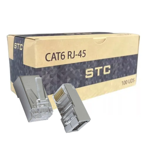 [203804] CONECTOR RJ45 STC CAT6 BLINDADO 100 UNIDADES | STC-RJ45-CAT6-PS