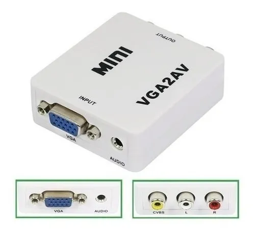 [201414] CONVERTIDOR VGA A RCA CON AUDIO CAJA                                                                                    