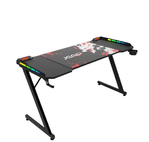 [201746] MESA | JEMIP | DRAGON HEART | RGB | 140X60X75 CM | INCLUYE MOUSE PAD | PORTA TAZA | PORTA AUDIFONOS | NEGRO