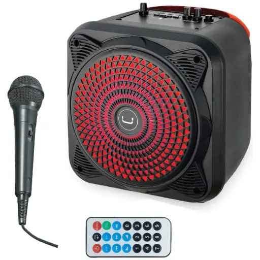 [202373] CORNETAS | UNNO TEKNO | SP9356BK | BEATBOX TWS | KARAOKE | BLUETOOTH | 1800W | 2200MAH | RGB | NEGRO