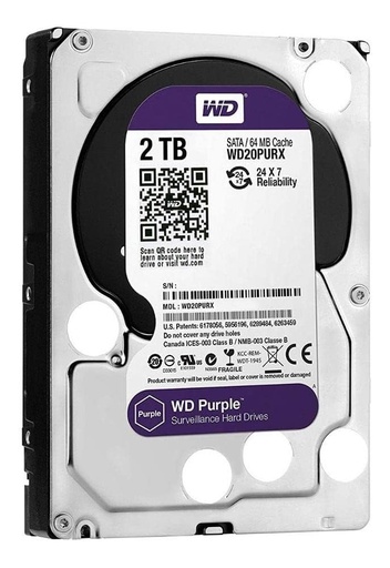 [201329] DISCO DURO | WD | PURPURA | PARA VIGILANCIA | CCTV | 2TB | 3.5" | 5400RPM | 64MB | WD20PURX