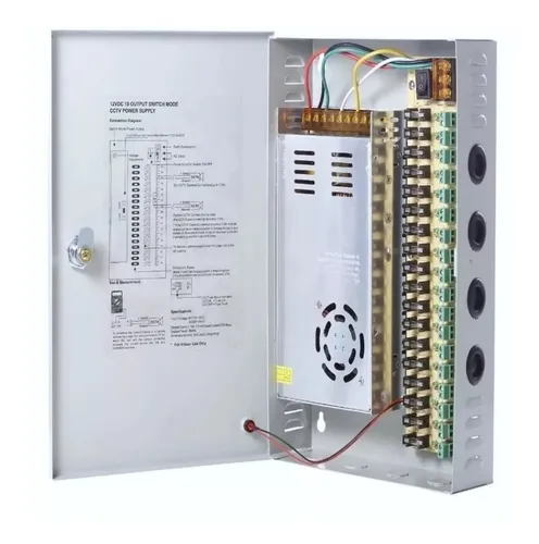 [200192] FUENTE CENTRALIZADA 12V 18 CANALES 20 AMPER GRIS
