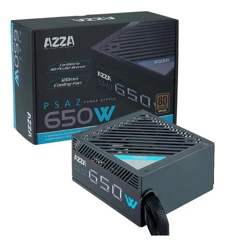 [201036] FUENTE DE PODER CERTIFICADA AZZA 650W 80 PLUS BRONZE PSAZ-650W