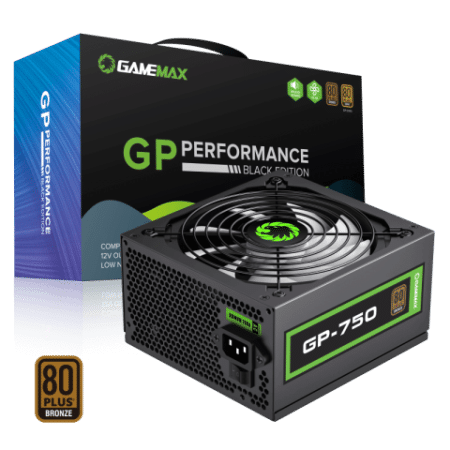 [203337] FUENTE DE PODER CERTIFICADA GAMEMAX 750W 80 PLUS BRONZE BLACK EDITION GP-750
