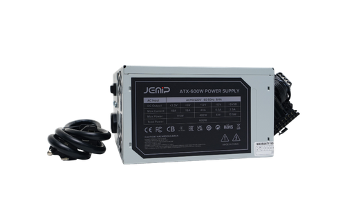 [204206] FUENTE DE PODER | JEMIP | 600W | 24 PINES ATX | GRIS | ATX-600W-BULK