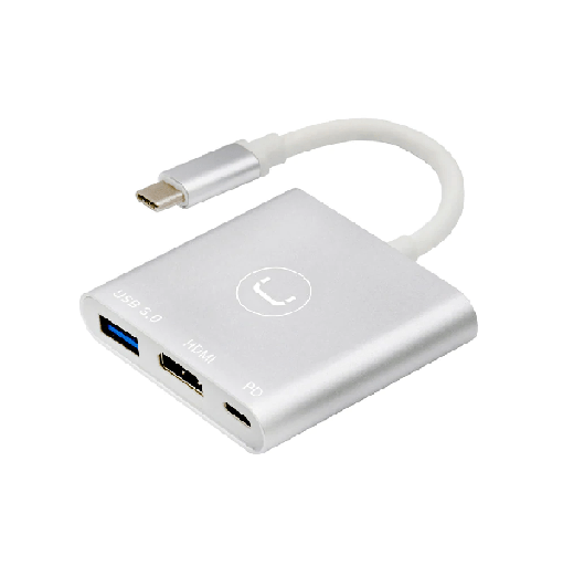 [202344] HUB MINI | UNNO TEKNO | 3 PUERTOS | HDMI 4K + USB 3.0 + PD | 60W | 3 AMP | HB1101SV