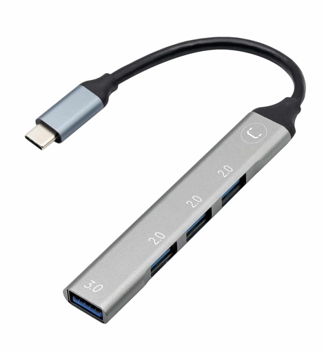 [202345] HUB MINI UNNO TEKNO 4 PUERTOS USB C A USB A HB1013SV