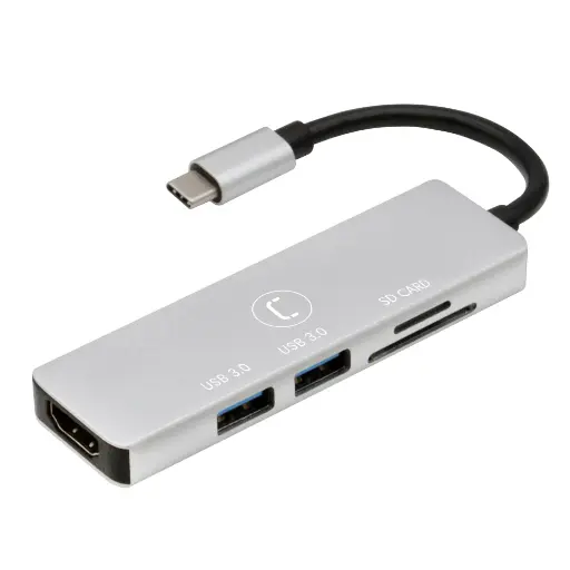 [202127] HUB MINI UNNO TEKNO TIPO C 5 PUERTOS HDMI 4K HB1104SV