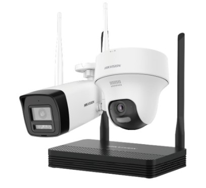 [204337] KIT CCTV 4 CANALES WIFI HIKVISION 1080P 2MP DS-J142I7|NKS422W02H | 1 CAMARA BULLET | 1 DOMO 360º | AUDIO