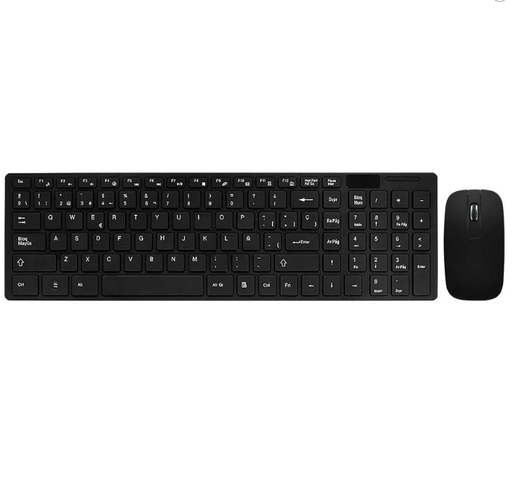 [201893] KIT TECLADO Y MOUSE ARGOM | 1000DPI | 3 BOTONES | MULTIMEDIA | ESPAÑOL | INALAMBRICO | NEGRO | ARG-KB-7436