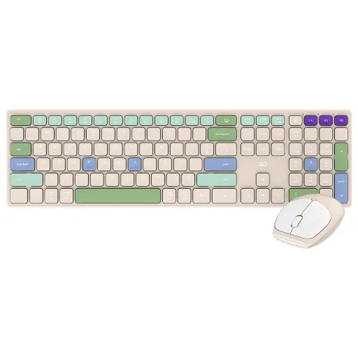 [204030] KIT TECLADO Y MOUSE FANTECH WK895 INALAMBRICO BEIGE INGLES