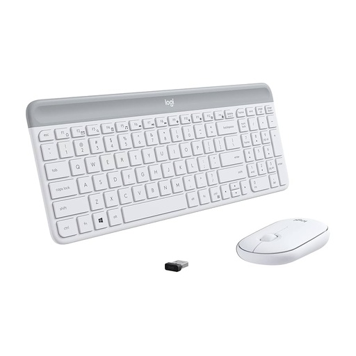 [201370] KIT TECLADO Y MOUSE LOGITECH MK470 USB INALAMBRICO SLIM INGLES BLANCO