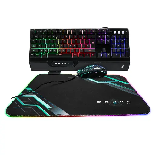 [201768] KIT TECLADO Y MOUSE | UNNO TEKNO | GAMING BRAVE | RGB | KB6784BK