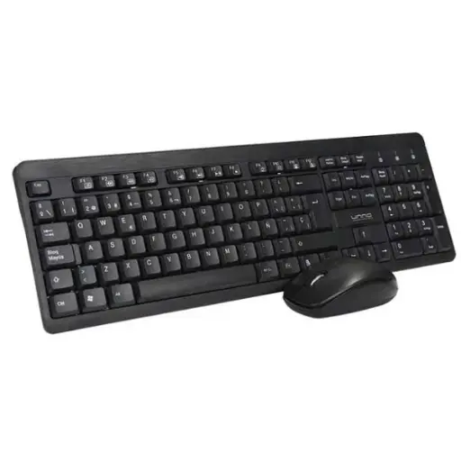 [201437] KIT TECLADO Y MOUSE UNNO TEKNO INALAMBRICO-OPTICO ESPAÑOL NEGRO KB6741BK