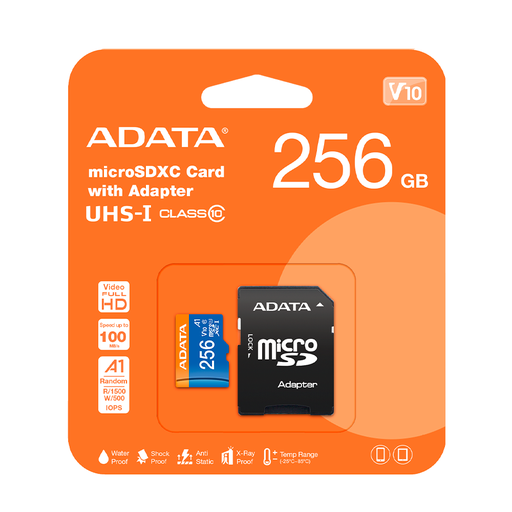 [204199] MEMORIA MICRO SD ADATA PREMIER 256GB MICROSD XC | UHS-I | CLASE 10 CON ADAPTADOR