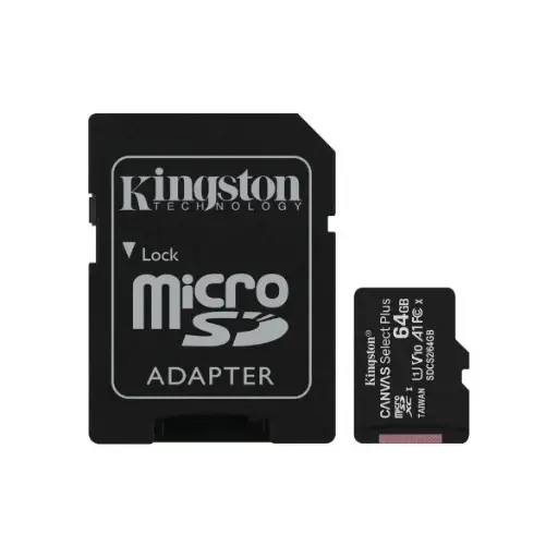 [202170] MEMORIA MICRO SD KINGSTON 64GB CANVAS SELECT CLASE 10 C|ADAPTADOR