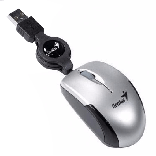 [203058] MOUSE GENIUS TRAVELER 3 BOTONOS USB C|CABLE RETRACTIL PLATA