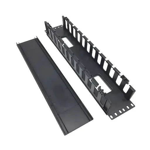 [203616] ORGANIZADOR HORIZONTAL  STC  2U  PLASTICO 19" CON TAPA  NEGRO  STC-CO2U