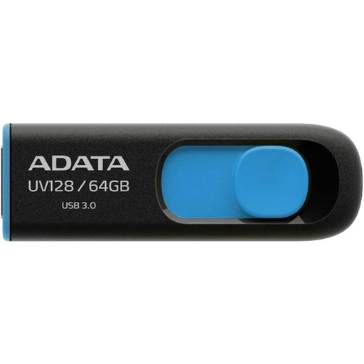 [203769] PENDRIVE ADATA UV128 64GB USB 3.0 COLOR AZUL RETRACTIL AUV-128-64G-RBE
