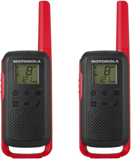 [204368] RADIOS | MOTOROLA | T210 | BIDIRECCIONAL | COLOR NEGRO-ROJO | PACK 2 UNIDADES