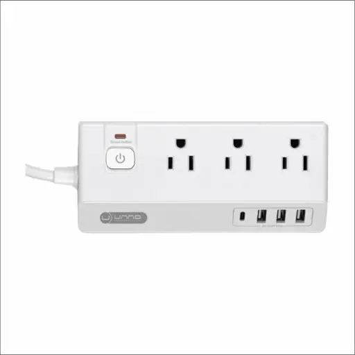 [202336] REGLETA | UNNO TEKNO | 6 TOMAS | 120V | P5-15R (3) + USB A (3) + USB C (1) | PW5083WT