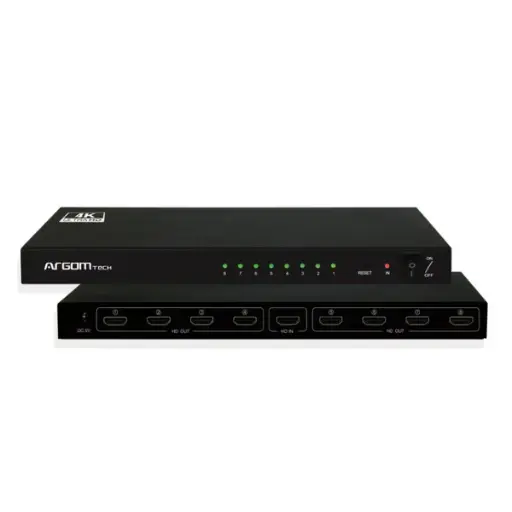 [203723] SPLITTER | ARGOM | HDMI | 8 EN 1 | 4K | ULTRA HD | FULL HD | 3D | 255MHZ | ARG-AV-5118