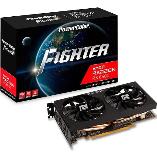 [204351] TARJETA DE VIDEO POWERCOLOR FIGHTER AMD RADEON RX6600 8GB GDDR6 128BIT 2044MHZ HDMI + 3 DISPLAY PORT