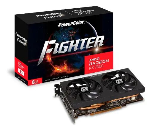 [204211] TARJETA DE VIDEO POWERCOLOR FIGHTER RX7600 AMD RADEON 8GB GDDR6 | 2250MHZ | 128BIT | 550W | HDMI - DPORT