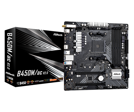 [202971] TARJETA MADRE ASROCK B450M|AC R2.0 AM4 AMD SATA 6G B|S MICRO ATX