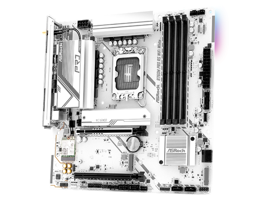 [204281] TARJETA MADRE ASROCK B760M-PRO-RS-WIFI | WHITE | 3X M.2 | 4DDR5 | WIFI | SOCKET 1700 | PCIE 5.0 | HDMI | D-PORT