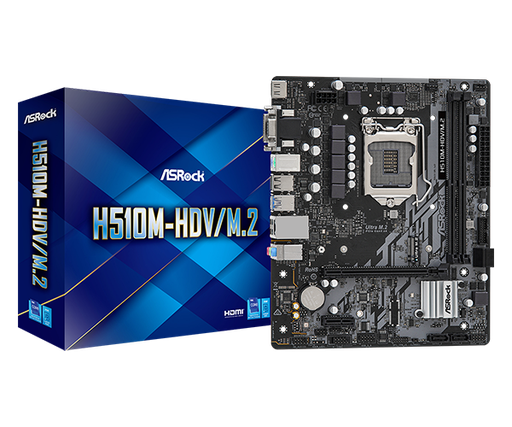 [202245] TARJETA MADRE ASROCK H510M-HDV|M.2 | SOCK 1200| DDR4 2933| 4XSATA 3| USB 3.2| PCIE 4.0X16| HDMI |INTEL 10G|11G MATX