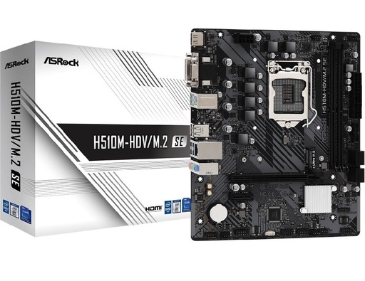 [203689] TARJETA MADRE ASROCK H510M-HDV|M.2 SE | SOCKET 1200| DDR4 X2 | 4XSATA 3| USB 3.2| PCIE 4.0X16| HDMI |INTEL 10G|11G MATX