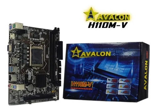 [202261] TARJETA MADRE AVALON H110M-V LGA 1151 2XDDR4 2133MHZ|2400MHZ 16GB, 1*VGA, 1*HDMI, 4*USB, 1RJ45, 3*AUDIOJACKS