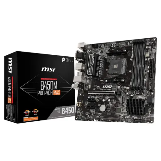 [201070] TARJETA MADRE MSI B450M PRO VHD MAX AM4 4XDDR4 2666 VGA HDMI