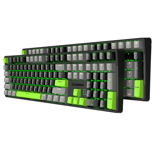 [201799] TECLADO GAMEMAX GAMING RAMPAGE X2 | 108 TECLAS PBT MECANICO | CONECTOR TIPO-C | 20 MODOS DE LUZ | GRIS-NEGRO