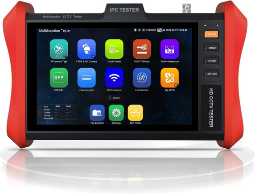 [204357] TESTER CCTV PROFESIONAL 8" 4K | IP | POE | WIFI | SFP | CVBS | AHD | TVI | CVI | PTZ | TOUCH | TESTER LAN | BATERIA E89