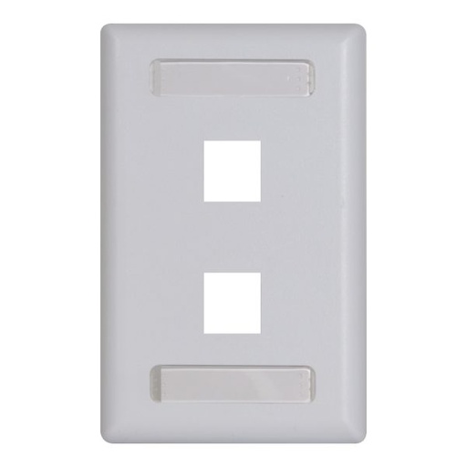 [204482] FACE PLATE | DOBLE | 2 TOMAS | BLANCO | QNET | CON ETIQUETA E ICONOS | QNETFP02