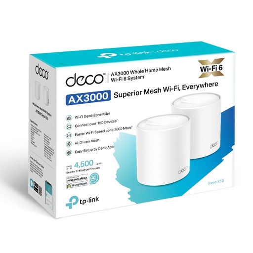 [203274] ROUTER DECO-X50-2P AX3000 WHOLE HOME MESH WIFI 6 DUAL BAND 2 PACK