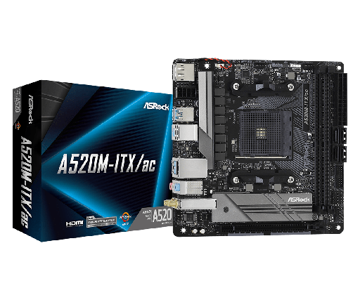[204539] TARJETA MADRE ASROCK A520M ITX|AC WIFI AM4 DDR4 4733+ OC 4X SATA 3 DISPLAY PORT | HDMI | 90-MXBDG0-A0UAYZ