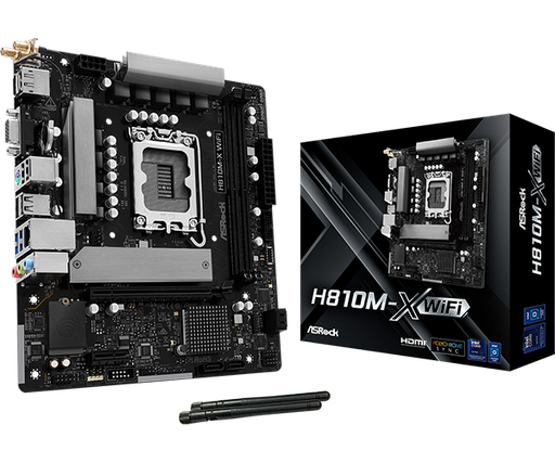 [204577] TARJETA MADRE ASROCK H810M-X WIFI HYPER M.2 GEN4 4X4 INTEL SERIE 2 LGA1851 WIFI 802.11 AC DUALBAND HDMI DISPLAY PORT SERIE ULTRA