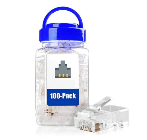 [204587] CAJA DE CONECTORES RJ45 CAT 6 100 UNIDADES YC-CAT6-X100