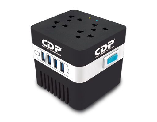 [204603] REGULADOR DE VOLTAJE | CDP | RU-AVR604 | 600VA | 120VAC | 4 TOMAS | 4 PUERTOS USB