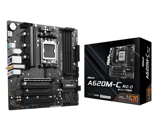 [204663] TARJETA MADRE ASROCK A620M-C SOCKET AM5 4XDDR5 6400+MHZ 2XM.2 4XSATA 6XUSB 3.2 4XPCIE X16 4.0 WIFI BLUETOOTH MICRO ATX