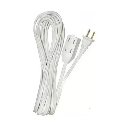 [H6359] EXTENSION ELECTRICA TROEN 3.65MTS CALIBRE 18AWG MAXIMO 8 AMPER BLANCA 3 TOMAS 7A136-F0601-12FT