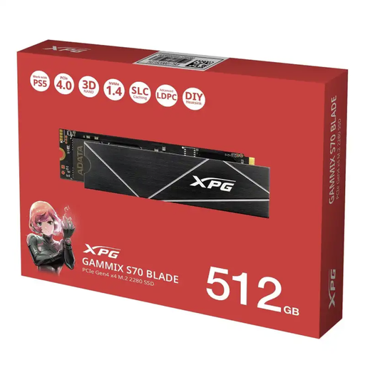 [204729] UNIDAD ESTADO SOLIDO XPG M.2 2280 | 512GB | PCI EXPRESS GEN4 X 4| GAMMIX S70 BLADE COMPATIBLE CON PS5 AGAMMIXS70B-512