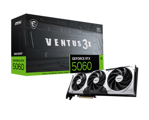 [204730] TARJETA DE VIDEO MSI VENTUS X3 GEFORCE RTX5060 OC 8GB GDDR7 TRIPLE FAN 128 BIT 3X DISPLAY PORT 1X HDMI