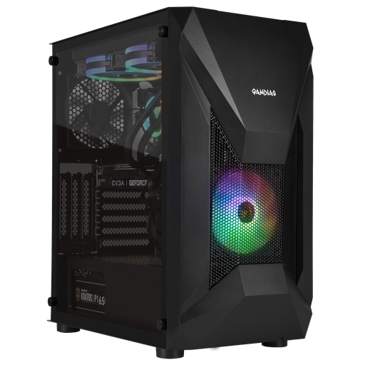 [204734] CASE GAMDIAS GAMING ATHENA E1 ELITE ATX | 3X USB | HD AUDIO | FAN ARGB 12CM | FRONTAL MALLA - LATERAL VIDRIO NEGRO