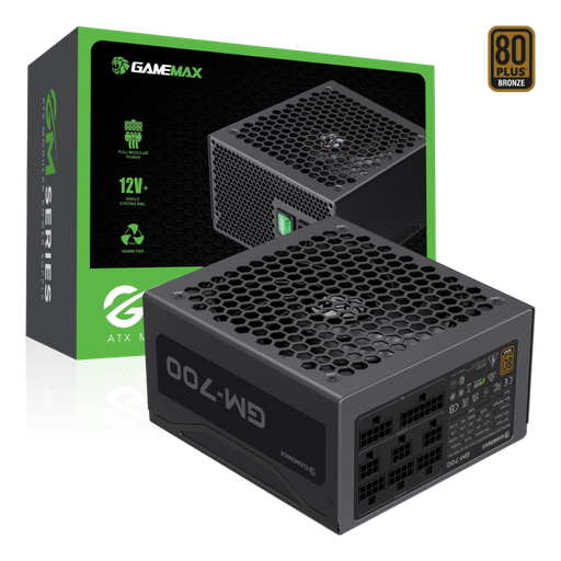 [204804] FUENTE DE PODER CERTIFICADA GAMEMAX 700W 80 PLUS BRONZE ATX APFC | 12V | 100-240 | FULL MODULAR | NEGRO | GM-700